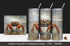 Crab Beach Tumbler Wrap Sublimation Design 1 Product Image 1