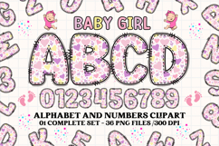 Baby Girl Alphabet, baby girl letters doodle, baby clipart Product Image 1