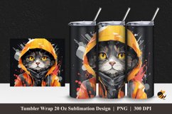 Cat Wearing Jacket Tumbler Wrap Sublimation Design 1 Product Image 1