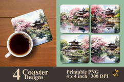 Beautiful Japanese Garden Coaster Sublimation Design Product Image 1