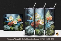 Fern Flowers Tumbler Wrap Sublimation Design 1 Product Image 1