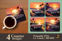 Old Car And Beach Coaster Sublimation Designs Product Image 1