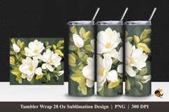 Magnolia Flower Tumbler Wrap Sublimation Design 1 Product Image 1