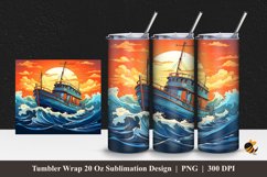 Fishing Boat Tumbler Wrap Sublimation Design 1 Product Image 1
