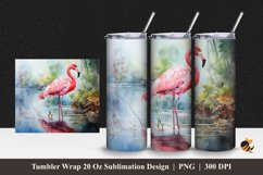 Flamingo Bird Tumbler Wrap Sublimation Design 1 Product Image 1