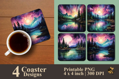 Natural Aurora Reflection Coaster Sublimation Design Product Image 1