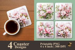 Magnolia Flower Coaster Sublimation Designs Product Image 1