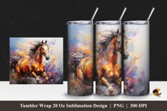 Horse Painting Tumbler Wrap Sublimation Design 1 Product Image 1
