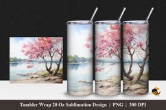 Lake Flower Tumbler Wrap Sublimation Design 1 Product Image 1