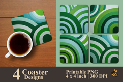 Green Lines Coaster Sublimation Design Product Image 1