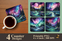 Northern Light Symphony Flowing Coaster Sublimation Design Product Image 1