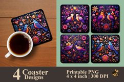 Colorful Birds Coaster Sublimation Designs Product Image 1
