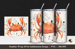 Cute Crab Tumbler Wrap Sublimation Design 1 Product Image 1