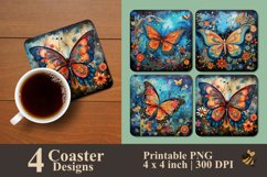 Lush Butterfly Coaster Sublimation Designs Product Image 1
