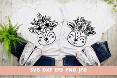 Floral Deer Bundle SVG File, Floral SVG Wild Animal Product Image 1