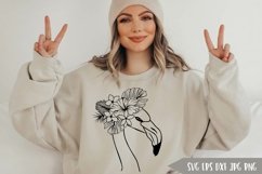 Floral Flamingo SVG Cut File, Tropical Flamingo SVG Product Image 1