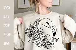 Floral Flamingo SVG Cut File, Wild Animal SVG Product Image 1