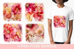 Ink T-shirt With Flowers and Gold Sublimation PNG Product Image 1