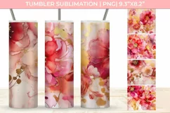 Ink Tumbler With Flowers and Gold Sublimation PNG Product Image 1