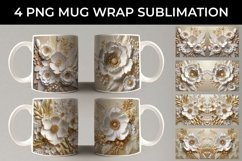 3D white Anemone Flowers Mug Sublimation PNG Product Image 1