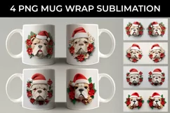 3D Christmas Bulldog Dog Mug Wrap Sublimation PNG Product Image 1