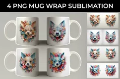 3D Floral Fantasy Chihuahua Mug Sublimation PNG Product Image 1