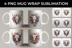 3d Floral Fantasy Bull Skull Mug Sublimation PNG Product Image 1