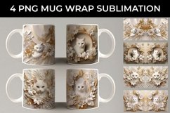 3D white Floral Cat Mug Sublimation PNG Product Image 1