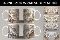 3D white Camellia Flowers Mug Sublimation PNG Product Image 1