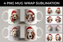 3D Christmas Beagle Dog Mug Wrap Sublimation PNG Product Image 1