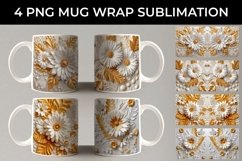 3D white Calendula Flowers Mug Sublimation PNG Product Image 1