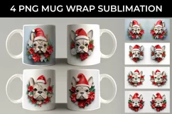 3D Christmas French Bulldog Dog Mug Wrap Sublimation PNG Product Image 2