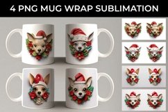 3D Christmas Chihuahua Dog Mug Wrap Sublimation PNG Product Image 1