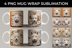 3D white Floral Westie Dog Mug Sublimation PNG Product Image 1