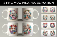 3D Floral Fantasy Pomeranian Mug Sublimation PNG Product Image 1