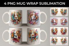 3D Floral Fantasy Beagle Mug Sublimation PNG Product Image 1