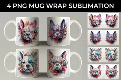 3D Floral Fantasy French Bulldog Mug Sublimation PNG Product Image 1