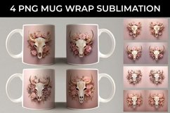 3d Gold Pink Bull Skull Mug Sublimation PNG Product Image 1