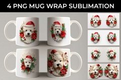 3D Christmas Westie Dog Mug Wrap Sublimation PNG Product Image 1