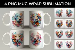3D Floral Fantasy Dachshund Mug Sublimation PNG Product Image 1