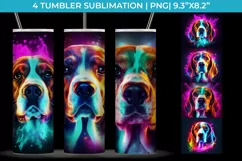 Neon Beagle Dog Tumbler Wrap 20 oz Sublimation PNG Product Image 1