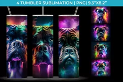 Neon Boxer Dog Tumbler Wrap 20 oz Sublimation PNG Product Image 1