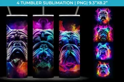 Neon Bulldog Dog Tumbler Wrap 20 oz Sublimation PNG Product Image 1