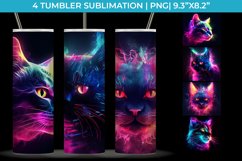 Neon Cat Tumbler Wrap 20 oz Sublimation PNG Product Image 1