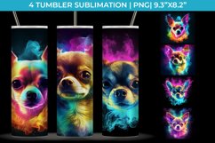 Neon Chihuahua Dog Tumbler Wrap 20 oz Sublimation PNG Product Image 1