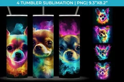Neon Chihuahua Dog Tumbler Wrap 20 oz Sublimation PNG Product Image 1