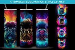 Neon French Bulldog Tumbler Wrap 20 oz PNG Product Image 1