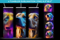 Neon Golden Retriever Dog Tumbler Wrap 20 oz Sublimation PNG Product Image 1