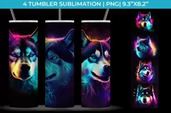 Neon Husky Tumbler Wrap 20 oz Sublimation PNG Product Image 1