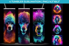 Neon Poodle Dog Tumbler Wrap 20 oz Sublimation PNG Product Image 1